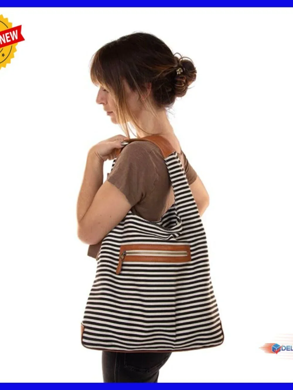 Canvas Hobo Bag with Removable Crossbody Insert, Padded Shoulder Strap